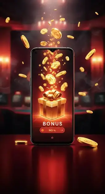 Close-up of Casino Mate welcome bonus banner displaying free spins, cash amounts, and loyalty points on a vibrant casino interface.